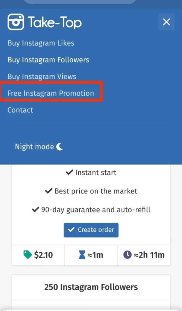 click on free intagram promotion